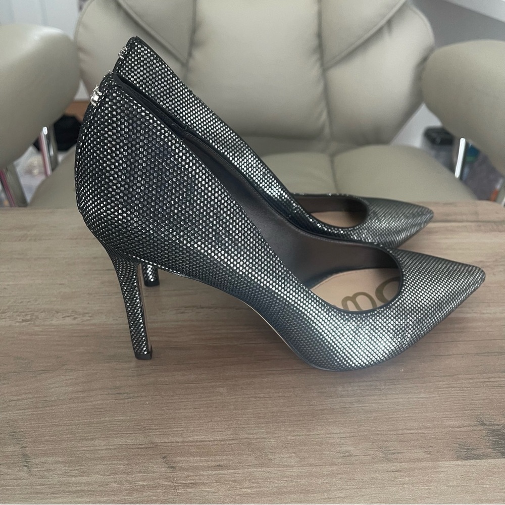Sam Edelman Black and Silver Metallic Heels - size 10